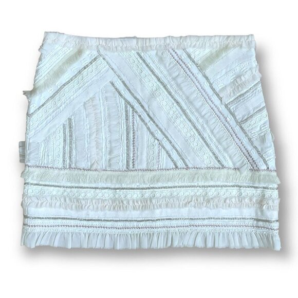 Club Monaco Embroidered Beaded Skirt Womens Sz 8 Ivory Blush Pink Mixed Media - Picture 1 of 8